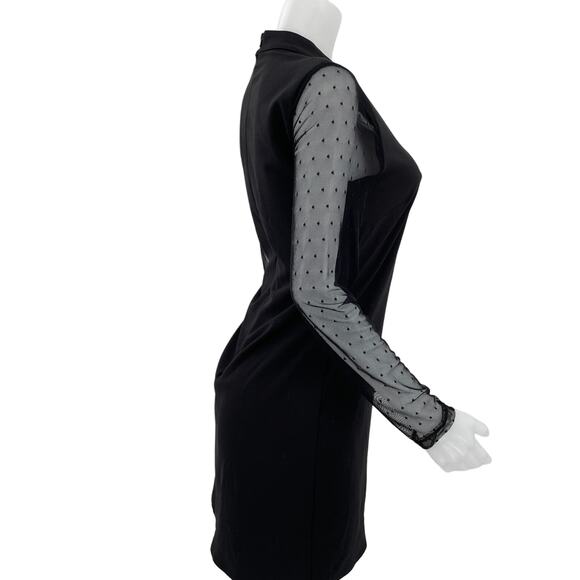 NSR Black Swiss Dot Sheer V-Neck/Sleeves Special Event Vacation Women Dress M - Picture 2 of 6